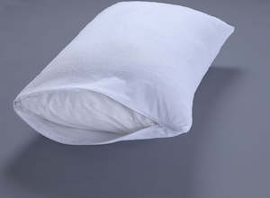 Mattress Protectors: Pair of Terry Pillow Protectors with Zipper- Waterproof