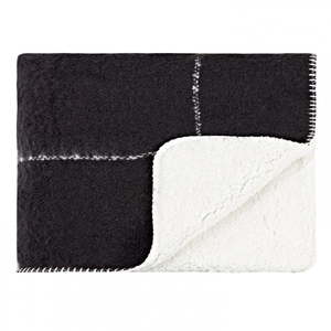 Products: Sherpa Snuggle Throw Black with White Grid Stripe