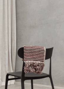 Luxury Organic Turkish Burgundy Stripe Bath Mat