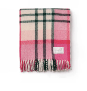 NZ Wool Throw Pukehapua Pink Check Ruanui