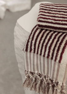 Luxury Organic Turkish Burgundy Stripe Hand towel