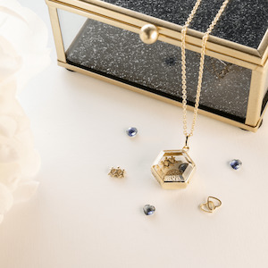 Gold Lockets: Medium Hexagon Gold Locket