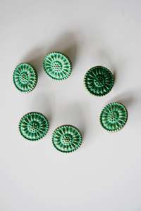 Notions: Floral Metal Buttons - Green