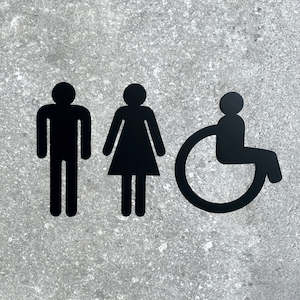 Facility Identification Signs: Bathroom symbols set of 3 (with Accessible Symbol)