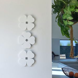 Four Leaf Clover Wall Decor (Set of 3) White