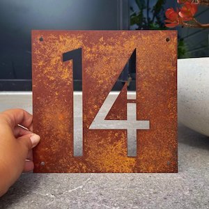 Custom Steel Square House Number Sign 20cm x 20cm