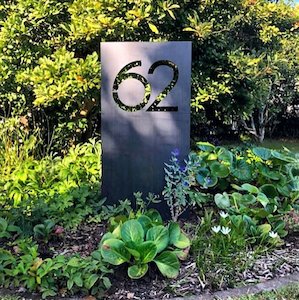 Large inground corten steel custom house number stake