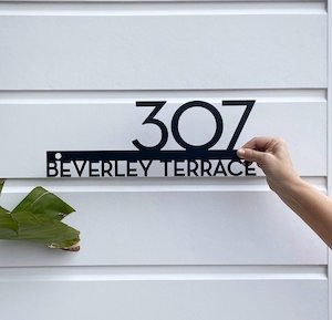 Address Signs: Floating number & street name - simple font