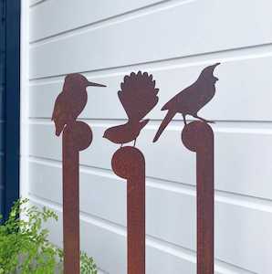 Corten Kingfisher, Tui and Fantail set