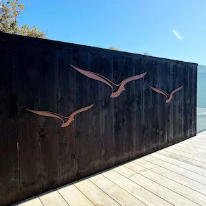albatross in flight, set of 3 | right facing cut out birds | corten steel