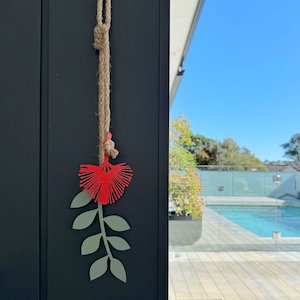 Wall Art: pohutukawa wall hanging | red & green
