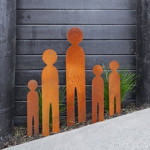 corten family garden stake set | large