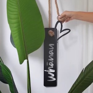 Gifts For Her: whānau heart wall hanging | black