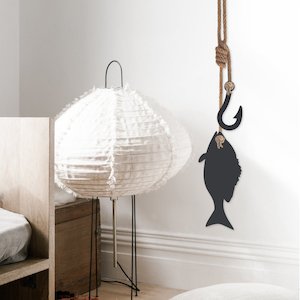 Gift Idea For Him: fish & hook wall hanging | black