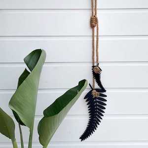 silver fern wall hanging | black