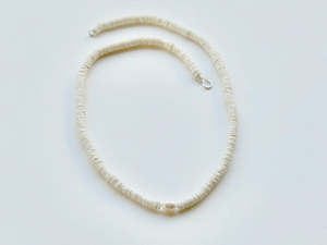 Necklaces: White Heishi Shell & Freshwater Pearl Necklace