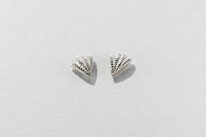 Earrings: Scallop Stud Earrings - Sterling Silver