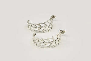 Earrings: Fern Hoop Earrings - Sterling Silver
