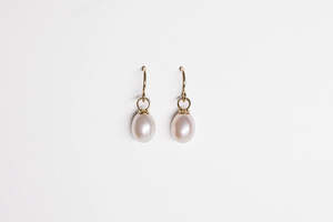 Earrings: Classic Pearl Drop Earrings (Large) - 9ct Gold & Freshwater Pearl