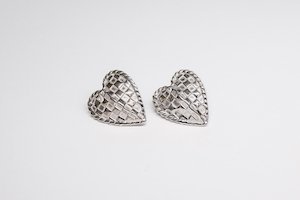 Woven Heart Earrings - STG Silver - LISA WEBB