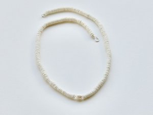 White Heishi Shell and Freshwater Pearl Necklace - LISA WEBB