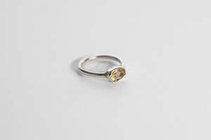 Silver Jewellery: Oval Solitaire Ring - Sterling Silver and Citrine