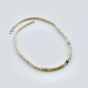 Heishi Shell, Brass and Button Pearl Necklace - LISA WEBB