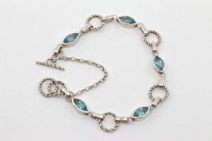 Silver Jewellery: Eye of the Storm Bracelet - Sterling Silver and Swiss Blue Topaz