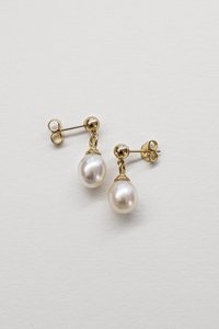 Pearl Drop Stud Earrings - 9CT Gold and Freshwater Pearl - LISA WEBB