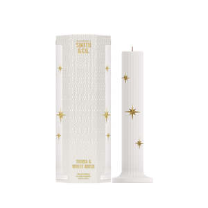 New: Smith & Co. Limited Edition Festive Pillar Candle 250g - Tonka & White Musk