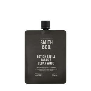 New: Smith & Co Hand & Body Lotion Refill 400ml - Tabac & Cedarwood