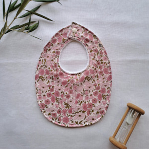 Liberty Bibs: Little Acorn Liberty Bib 'Poppy & Daisy' - Dusky Pink