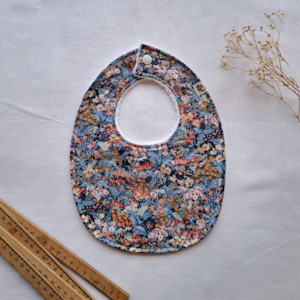 Little Acorn Liberty Bib 'Connie Evelyn' - Blue / Salmon