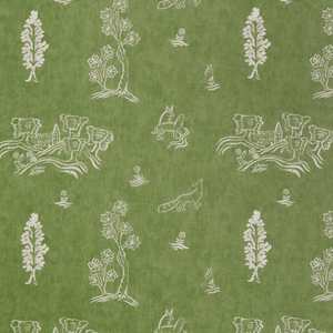 Andrew Martin: Friendly Folk Basil Green Linen Fabric