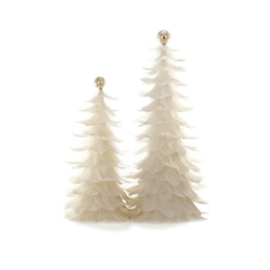 Feathered Cream Trees Set