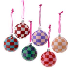 Christmas: Checker Bauble Peach and White