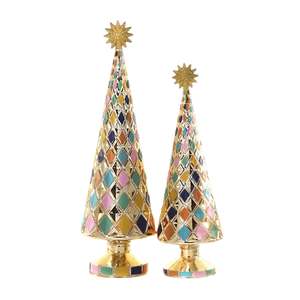 Christmas Decorations: Stacked Diamond Pastel Trees Set
