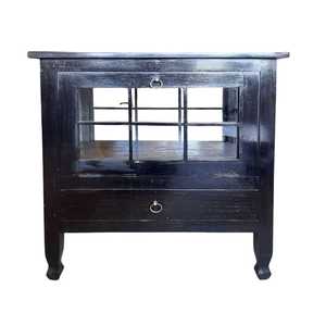Black Teak Glass Cabinet