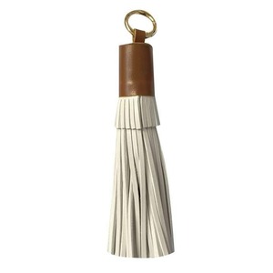 Leather Tassel Keyring Cream