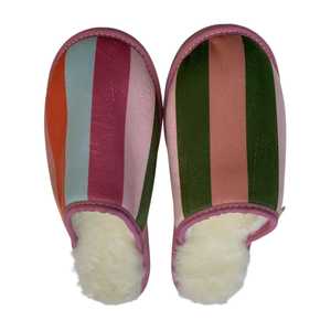 Wardrobe: Rainbow Stripe Large White Slippers