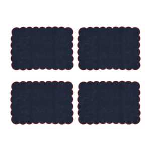 Navy and Red Scalloped Placemat Set
