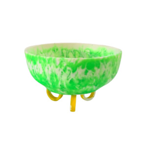 Kitchen: Two-Tone Sculptural Resin Bowl - Mint/Buttercup