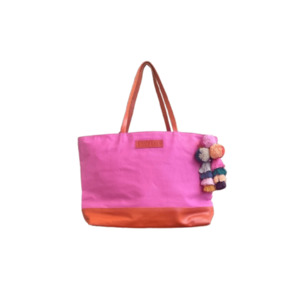 The Little & Fox Tote Deep Pink with Scarlet leather