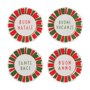 Green and Red Festive Italian Wave Side Plates