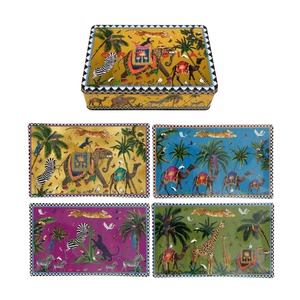 Flying Tiger 4 Glass Plates Tin Set