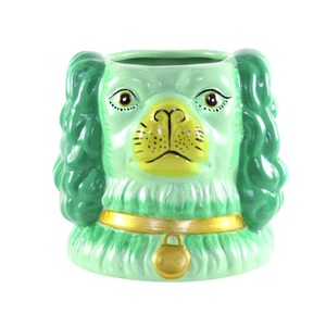 Vases And Planters: Staffordshire Dog Green Vase