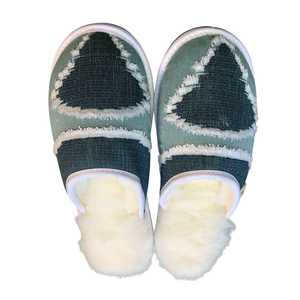 Teal Shapes Medium White Slippers