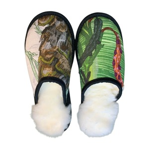 Abstract Tropical Medium White Slippers