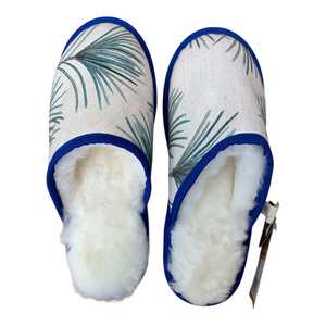 Palm Linen Large White Slippers