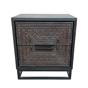 Carved Teak Bedside Table
